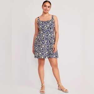 Old Navy Fit & Flare Cami Mini Dress Blue Floral Size Extra Large Tall